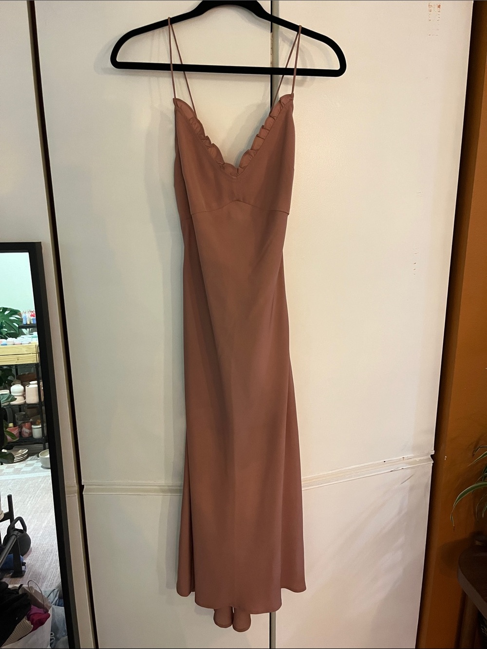 Abercrombie & Fitch Mauve Scallop V-Neck Maxi Slip Dress